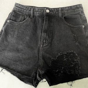 Faded Black High Waist Denim Cutoffs